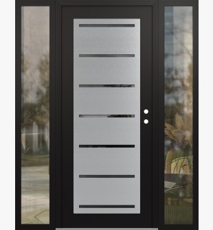 Diamond C11 60" x 80" black/black mirrored Glass Panel stainless steel LHI with 2 Sidelites clear Glass