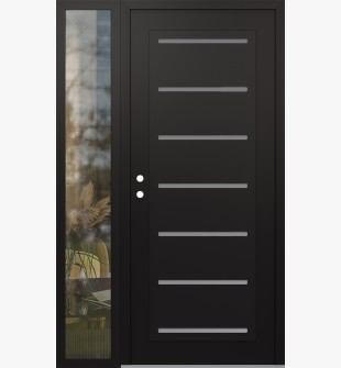 Diamond C11 50" x 80" black/white frosted Glass Panel black RHI with Sidelite clear Glass