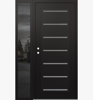 Diamond C11 52" x 80" black/white frosted Glass Panel black RHI with Sidelite mirrored Glass
