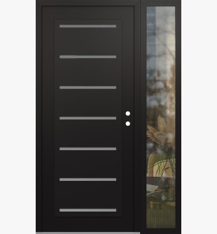Diamond C11 50" x 80" black/white frosted Glass Panel black LHI with Sidelite clear Glass