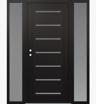 Diamond C11 60" x 80" black/white frosted Glass Panel black RHI with 2 Sidelites frosted Glass