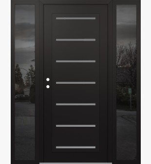Diamond C11 60" x 80" black/white frosted Glass Panel black RHI with 2 Sidelites mirrored Glass