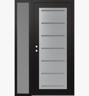 Diamond C11 52" x 80" black/white frosted Glass Panel stainless steel RHI with Sidelite frosted Glass