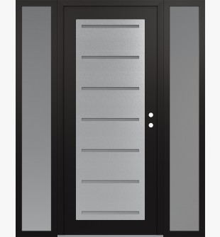 Diamond C11 64" x 80" black/white frosted Glass Panel stainless steel LHI with 2 Sidelites frosted Glass