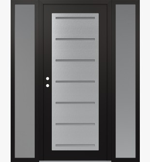 Diamond C11 60" x 80" black/white frosted Glass Panel stainless steel RHI with 2 Sidelites frosted Glass