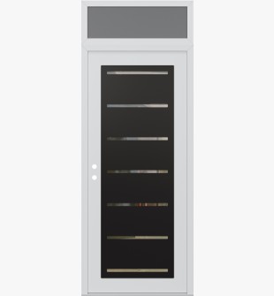 Diamond C11 36" x 96" white/white clear Glass Panel black RHI with Transom frosted Glass