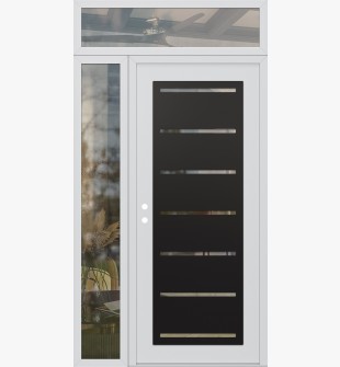 Diamond C11 50" x 96" white/white clear Glass Panel black RHI with Sidelite and Transom clear Glass