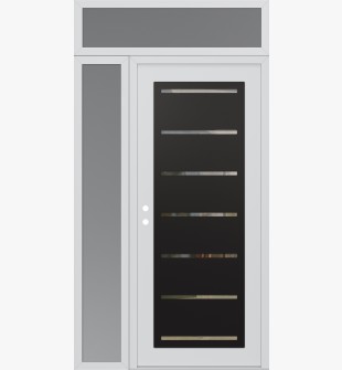 Diamond C11 48" x 96" white/white clear Glass Panel black RHI with Sidelite and Transom frosted Glass