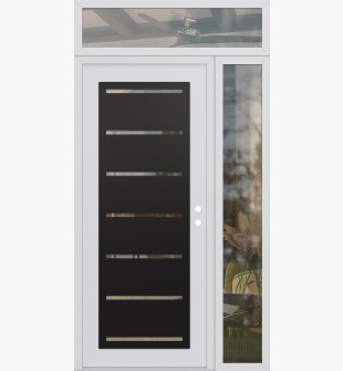 Diamond C11 48" x 96" white/white clear Glass Panel black LHI with Sidelite and Transom clear Glass