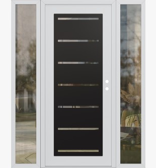 Diamond C11 60" x 80" white/white clear Glass Panel black LHI with 2 Sidelites clear Glass