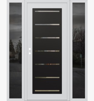 Diamond C11 68" x 80" white/white clear Glass Panel black RHI with 2 Sidelites mirrored Glass