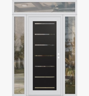 Diamond C11 60" x 96" white/white clear Glass Panel black LHI with 2 Sidelites and Transom clear Glass