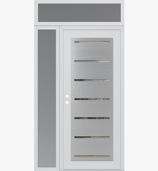 Diamond C11 50" x 96" white/white clear Glass Panel stainless steel RHI with Sidelite and Transom frosted Glass