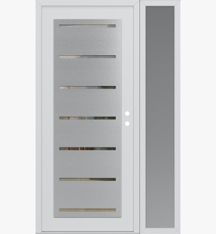 Diamond C11 50" x 80" white/white clear Glass Panel stainless steel LHI with Sidelite frosted Glass