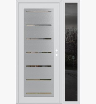 Diamond C11 48" x 80" white/white clear Glass Panel stainless steel LHI with Sidelite mirrored Glass