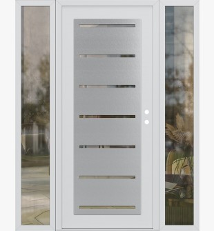 Diamond C11 60" x 80" white/white clear Glass Panel stainless steel LHI with 2 Sidelites clear Glass