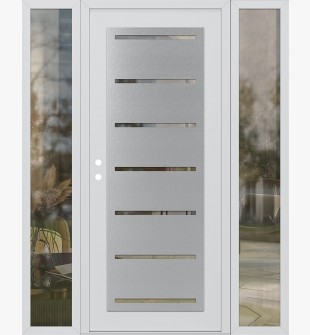 Diamond C11 60" x 80" white/white clear Glass Panel stainless steel RHI with 2 Sidelites clear Glass