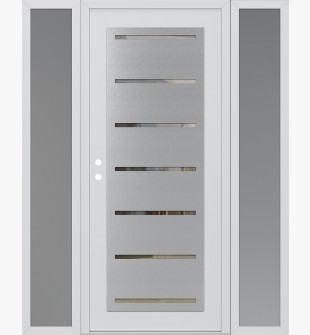 Diamond C11 64" x 80" white/white clear Glass Panel stainless steel RHI with 2 Sidelites frosted Glass
