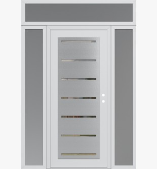 Diamond C11 60" x 96" white/white clear Glass Panel stainless steel LHI with 2 Sidelites and Transom frosted Glass