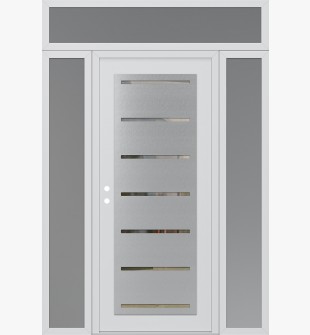 Diamond C11 64" x 96" white/white clear Glass Panel stainless steel RHI with 2 Sidelites and Transom frosted Glass