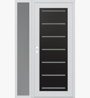 Diamond C11 48" x 80" white/white frosted Glass Panel black RHI with Sidelite frosted Glass