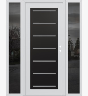 Diamond C11 68" x 80" white/white frosted Glass Panel black LHI with 2 Sidelites mirrored Glass