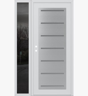 Diamond C11 50" x 80" white/white frosted Glass Panel stainless steel RHI with Sidelite mirrored Glass