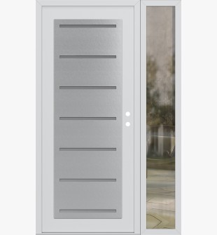 Diamond C11 48" x 80" white/white frosted Glass Panel stainless steel LHI with Sidelite clear Glass