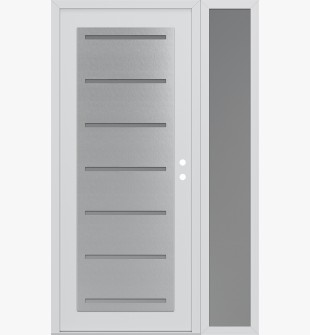 Diamond C11 52" x 80" white/white frosted Glass Panel stainless steel LHI with Sidelite frosted Glass