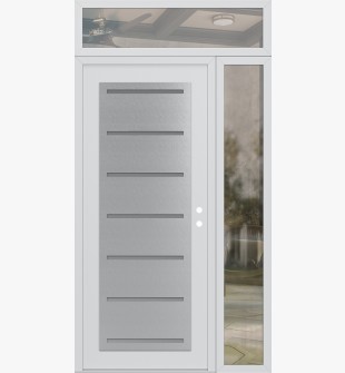 Diamond C11 52" x 96" white/white frosted Glass Panel stainless steel LHI with Sidelite and Transom clear Glass