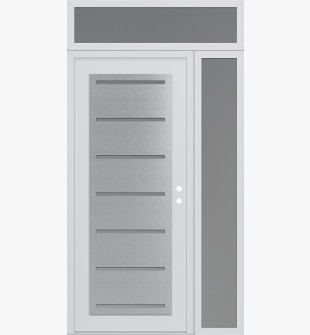 Diamond C11 48" x 96" white/white frosted Glass Panel stainless steel LHI with Sidelite and Transom frosted Glass