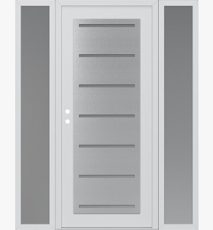 Diamond C11 60" x 80" white/white frosted Glass Panel stainless steel RHI with 2 Sidelites frosted Glass