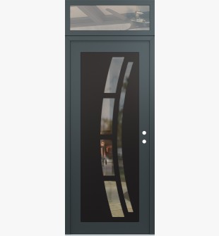 Diamond C12 36" x 96" anthracite/anthracite clear Glass Panel black LHI with Transom clear Glass