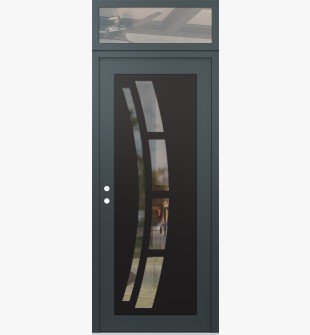 Diamond C12 36" x 96" anthracite/anthracite clear Glass Panel black RHI with Transom clear Glass