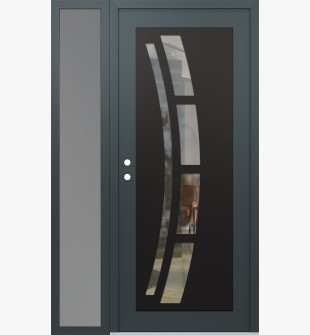 Diamond C12 50" x 80" anthracite/anthracite clear Glass Panel black RHI with Sidelite frosted Glass