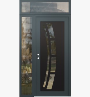 Diamond C12 52" x 96" anthracite/anthracite clear Glass Panel black RHI with Sidelite and Transom clear Glass