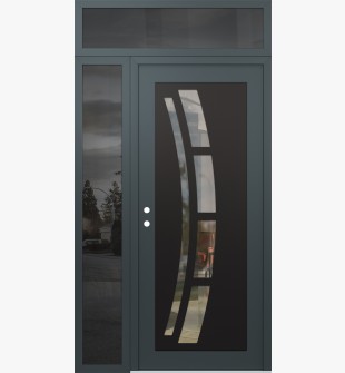 Diamond C12 48" x 96" anthracite/anthracite clear Glass Panel black RHI with Sidelite and Transom mirrored Glass
