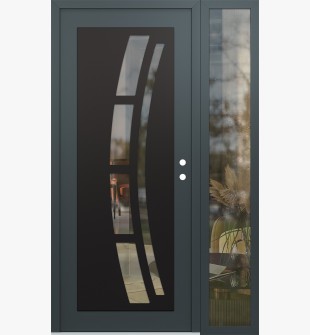 Diamond C12 48" x 80" anthracite/anthracite clear Glass Panel black LHI with Sidelite clear Glass