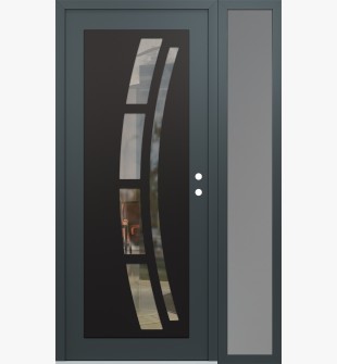 Diamond C12 48" x 80" anthracite/anthracite clear Glass Panel black LHI with Sidelite frosted Glass