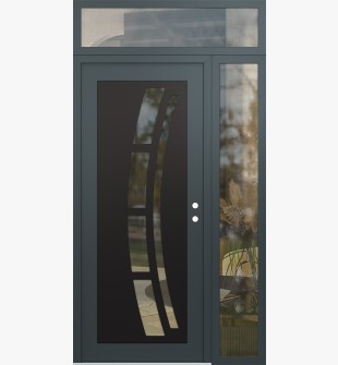 Diamond C12 52" x 96" anthracite/anthracite clear Glass Panel black LHI with Sidelite and Transom clear Glass