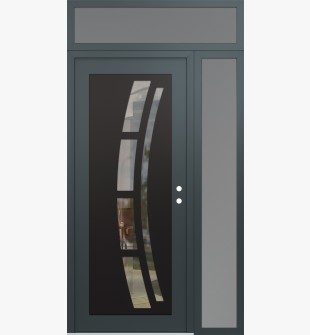 Diamond C12 50" x 96" anthracite/anthracite clear Glass Panel black LHI with Sidelite and Transom frosted Glass