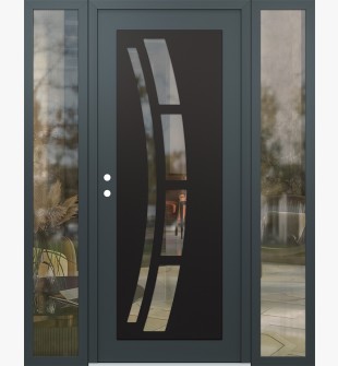 Diamond C12 64" x 80" anthracite/anthracite clear Glass Panel black RHI with 2 Sidelites clear Glass