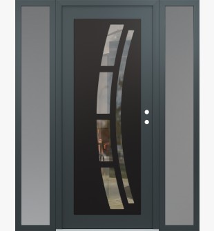 Diamond C12 64" x 80" anthracite/anthracite clear Glass Panel black LHI with 2 Sidelites frosted Glass