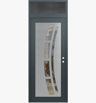 Diamond C12 36" x 96" anthracite/anthracite clear Glass Panel stainless steel LHI with Transom mirrored Glass