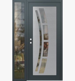 Diamond C12 48" x 80" anthracite/anthracite clear Glass Panel stainless steel RHI with Sidelite clear Glass