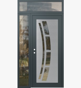 Diamond C12 48" x 96" anthracite/anthracite clear Glass Panel stainless steel RHI with Sidelite and Transom clear Glass