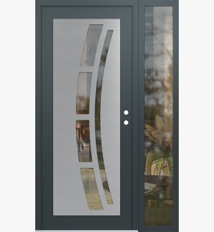 Diamond C12 50" x 80" anthracite/anthracite clear Glass Panel stainless steel LHI with Sidelite clear Glass