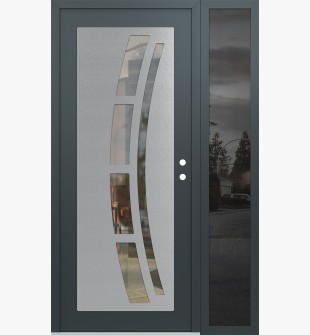 Diamond C12 48" x 80" anthracite/anthracite clear Glass Panel stainless steel LHI with Sidelite mirrored Glass