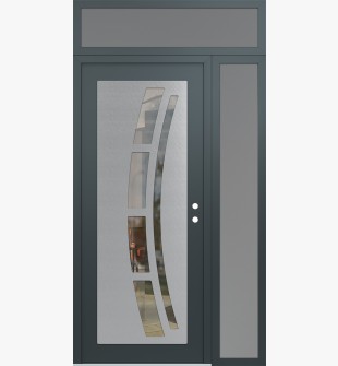 Diamond C12 48" x 96" anthracite/anthracite clear Glass Panel stainless steel LHI with Sidelite and Transom frosted Glass