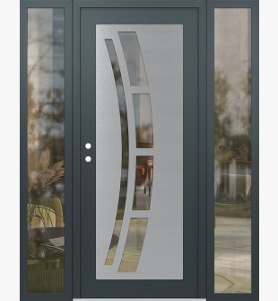 Diamond C12 60" x 80" anthracite/anthracite clear Glass Panel stainless steel RHI with 2 Sidelites clear Glass